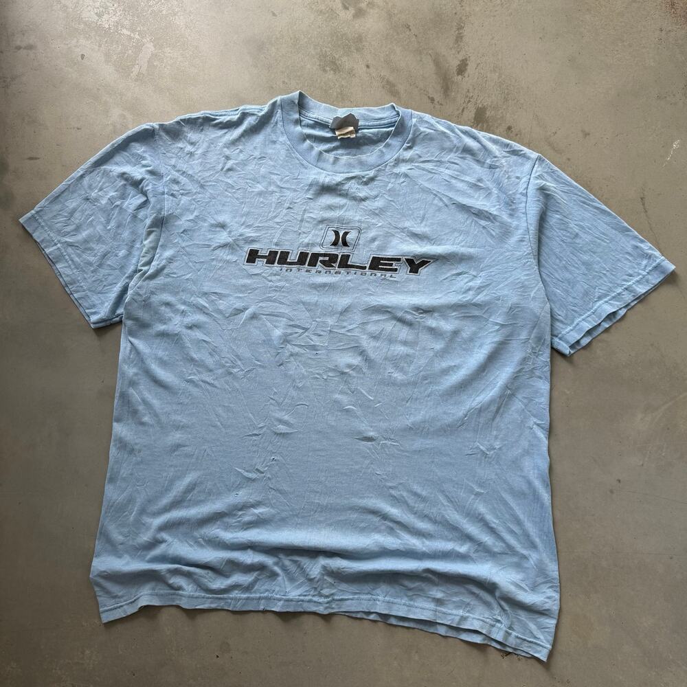 Vintage Y2K Hurley Surf Skater Center Spell Out Distressed Retro T-shirt Size XL